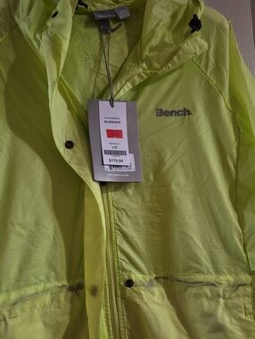 Bench Neon Lime Hooded Raincoat Jacket